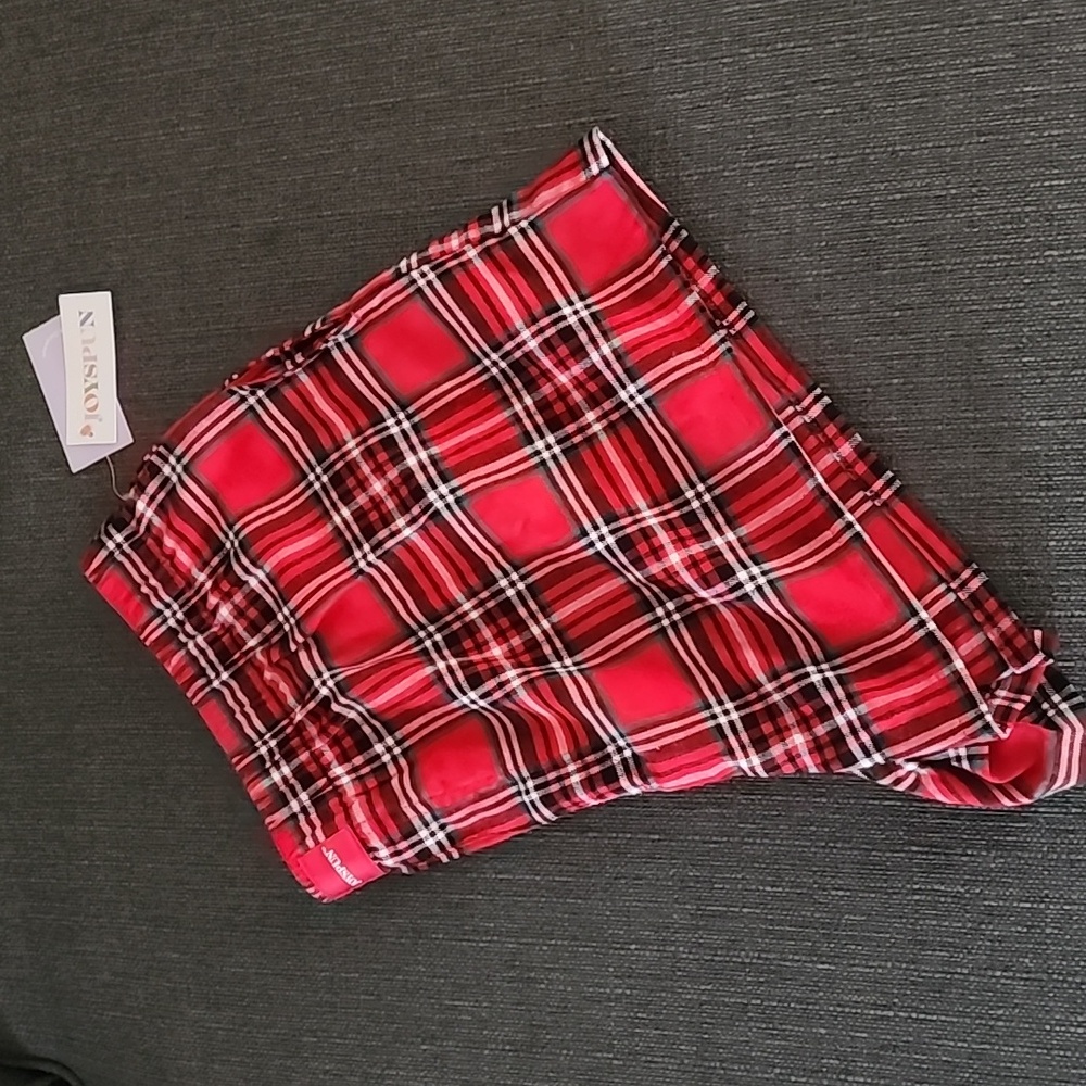 JOYSPUN Red Plaid Sleep Shorts 1X 16-18 Holiday Flannel Pajama Lounge Shorts - Picture 7 of 8